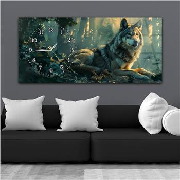 Yatay Saatli Yandan Sanat Temalı Cam Tablo 375