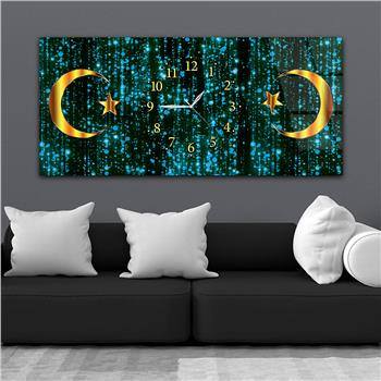 Horizontal bedrucktes Glas mit Nationenthema und einer Uhr in der Mitte 086