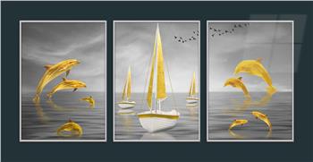 Alüminyum Çerçeveli Sanat Temalı 3lü Set MDF Tablo 0066