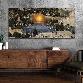 لوحة زجاجية أفقية ذات طابع ديني مع ساعة جانبية 036