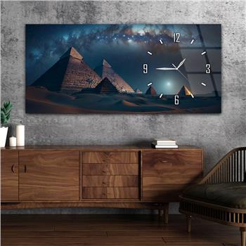 Yatay Saatli Yandan Sanat Temalı Cam Tablo 268