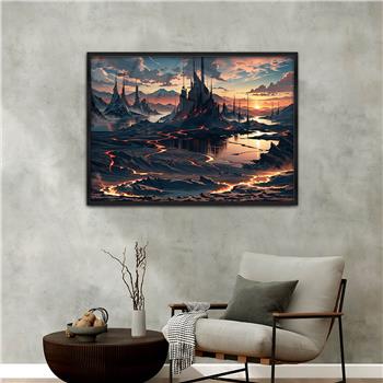 Aluminium Omlijste Natuur Thema Geharde Glasschilderij 060