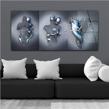 Horizontal bedrucktes Glas mit Kunst und Naturthema und einer Uhr an der Seite 092