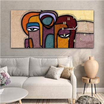 Horizontal bedrucktes Glas mit Kunst und Naturthema und einer Uhr an der Seite 150