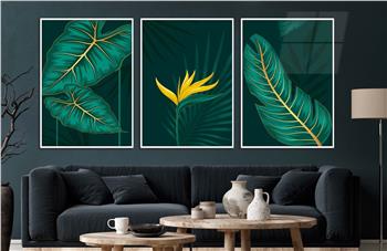 Alüminyum Çerçeveli Sanat Temalı 3lü Set CAM Tablo 0017