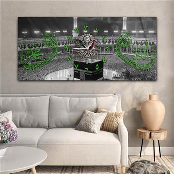 Tableau en verre à thème religieux avec horloge centrale horizontale  099