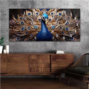 Yatay Saatli Yandan Sanat Temalı Cam Tablo 270