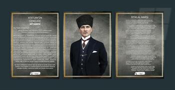Atatürk İstiklal Marşı ve Gençliğe Hitabe Cam Tablo Seti