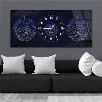 Tableau en verre à thème religieux avec horloge centrale horizontale  075