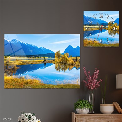 مجموعة ساعة مربعة من الزجاج للحائط