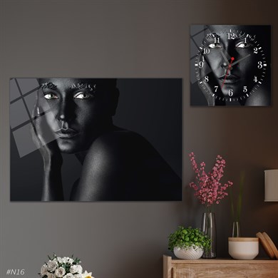 مجموعة ساعة مربعة من الزجاج للحائط