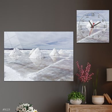 مجموعة ساعة مربعة من الزجاج للحائط