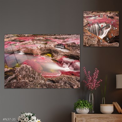 bedrucktes Glas und quadratisches Glasuhrenset 