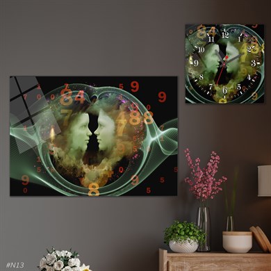 مجموعة ساعة مربعة من الزجاج للحائط