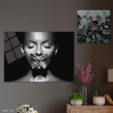 bedrucktes Glas und quadratisches Glasuhrenset 