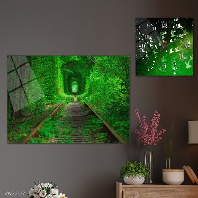 مجموعة ساعة مربعة من الزجاج للحائط