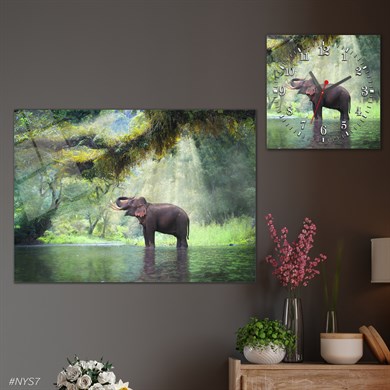 bedrucktes Glas und quadratisches Glasuhrenset 