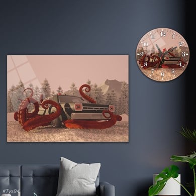 bedrucktes Glas und rundes Glasuhrenset 