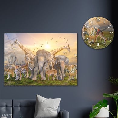 bedrucktes Glas und rundes Glasuhrenset 