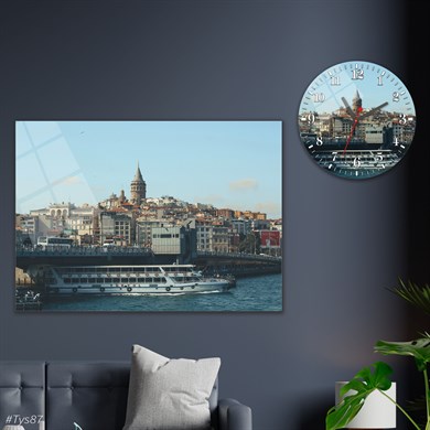 bedrucktes Glas und rundes Glasuhrenset 