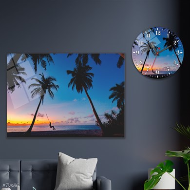 bedrucktes Glas und rundes Glasuhrenset 