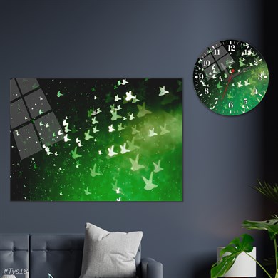 bedrucktes Glas und rundes Glasuhrenset 