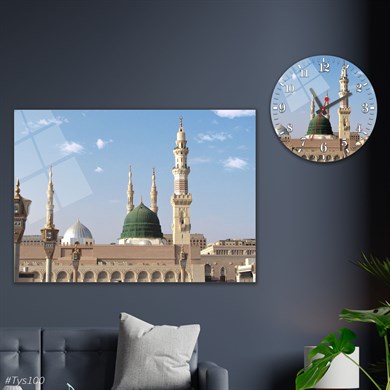 bedrucktes Glas und rundes Glasuhrenset 