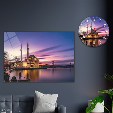 bedrucktes Glas und rundes Glasuhrenset 