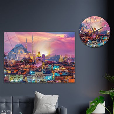 bedrucktes Glas und rundes Glasuhrenset 