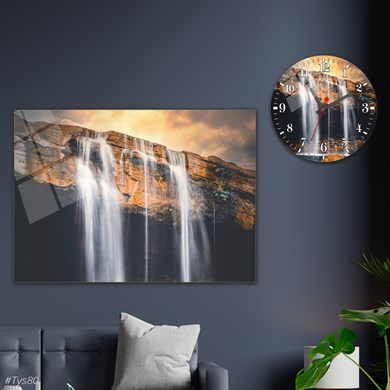 bedrucktes Glas und rundes Glasuhrenset 