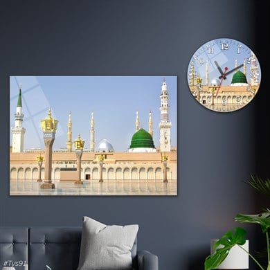 bedrucktes Glas und rundes Glasuhrenset 