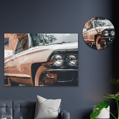 bedrucktes Glas und rundes Glasuhrenset 