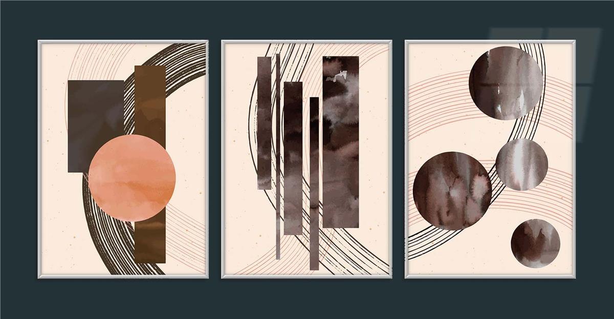 Alüminyum Çerçeveli Sanat Temalı 3'lü Set MDF Tablo 0014