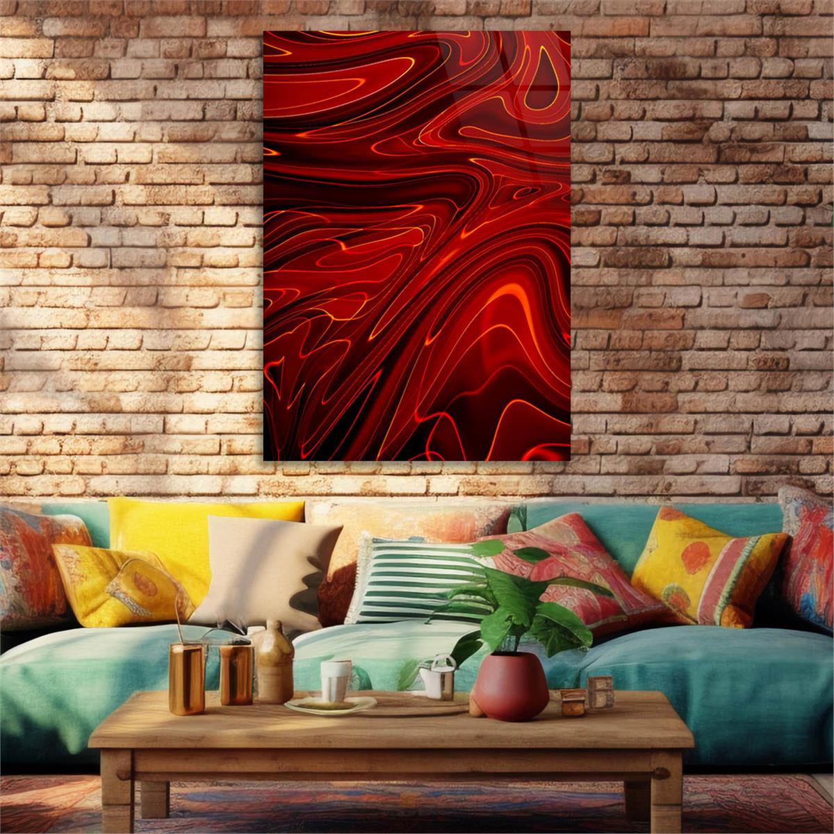 Dikey Sanat Temalı Cam Tablo 502