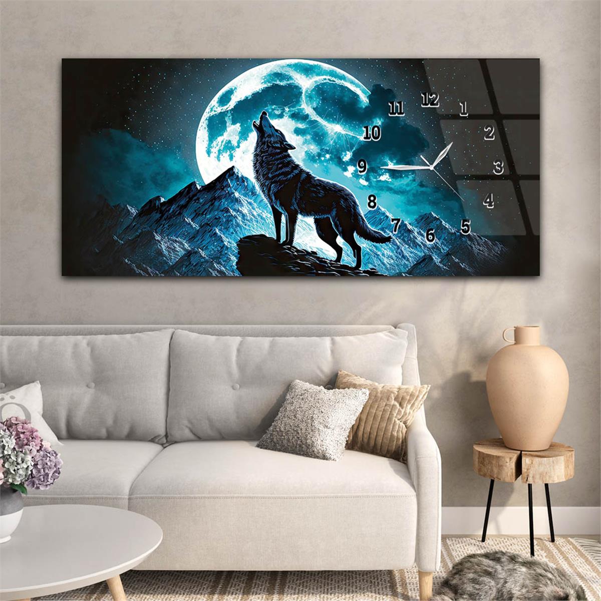 Side-Clock, Homeland-Themed Horizontal Glass Wall Painting 021