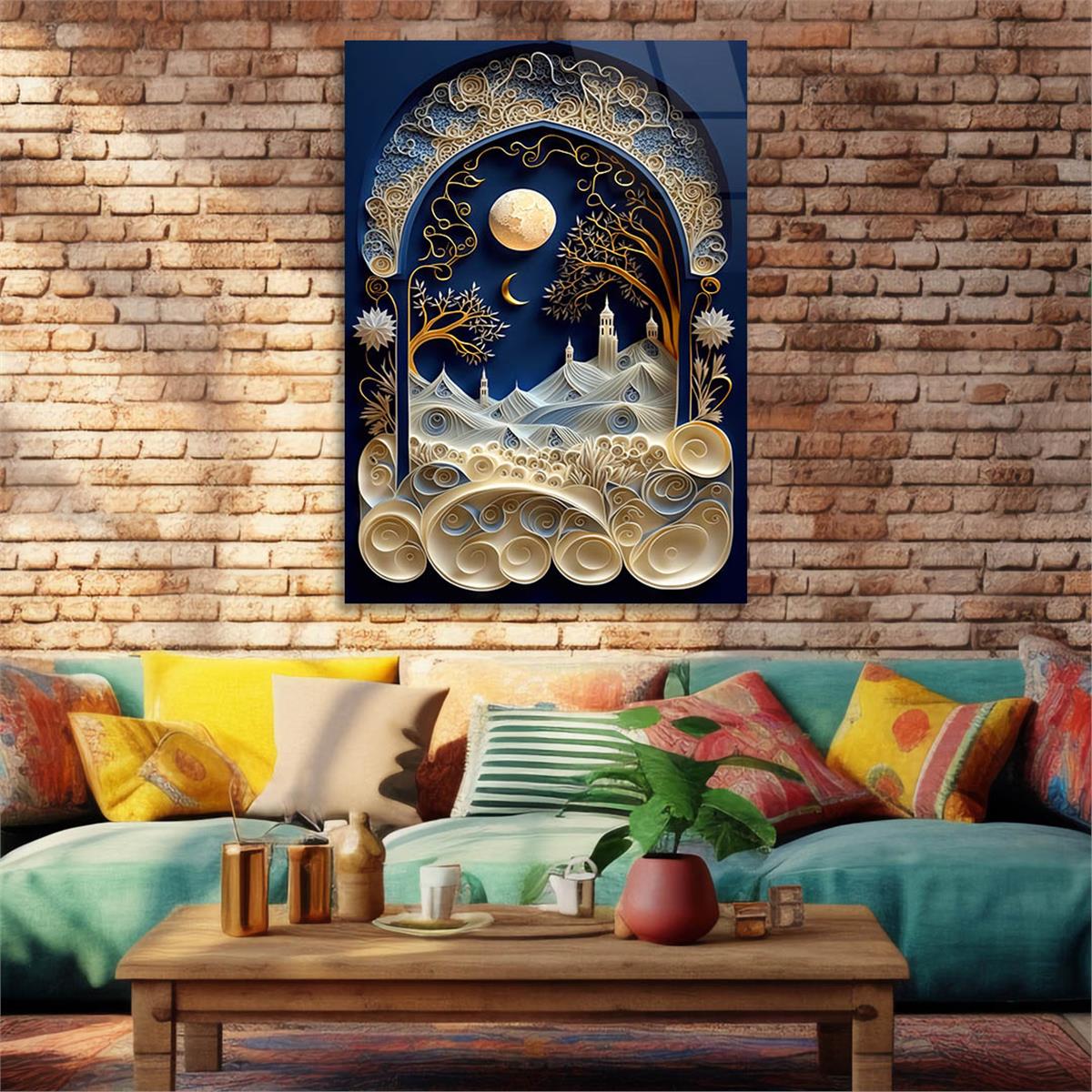 Dikey Sanat Temalı Cam Tablo 542