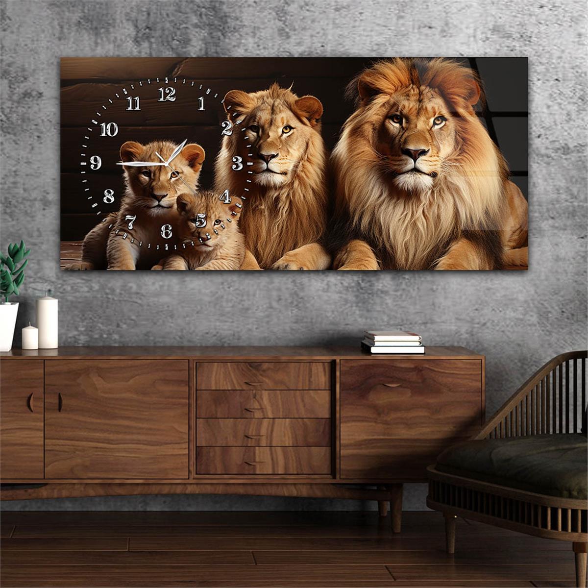 Yatay Saatli Yandan Sanat Temalı Cam Tablo 317