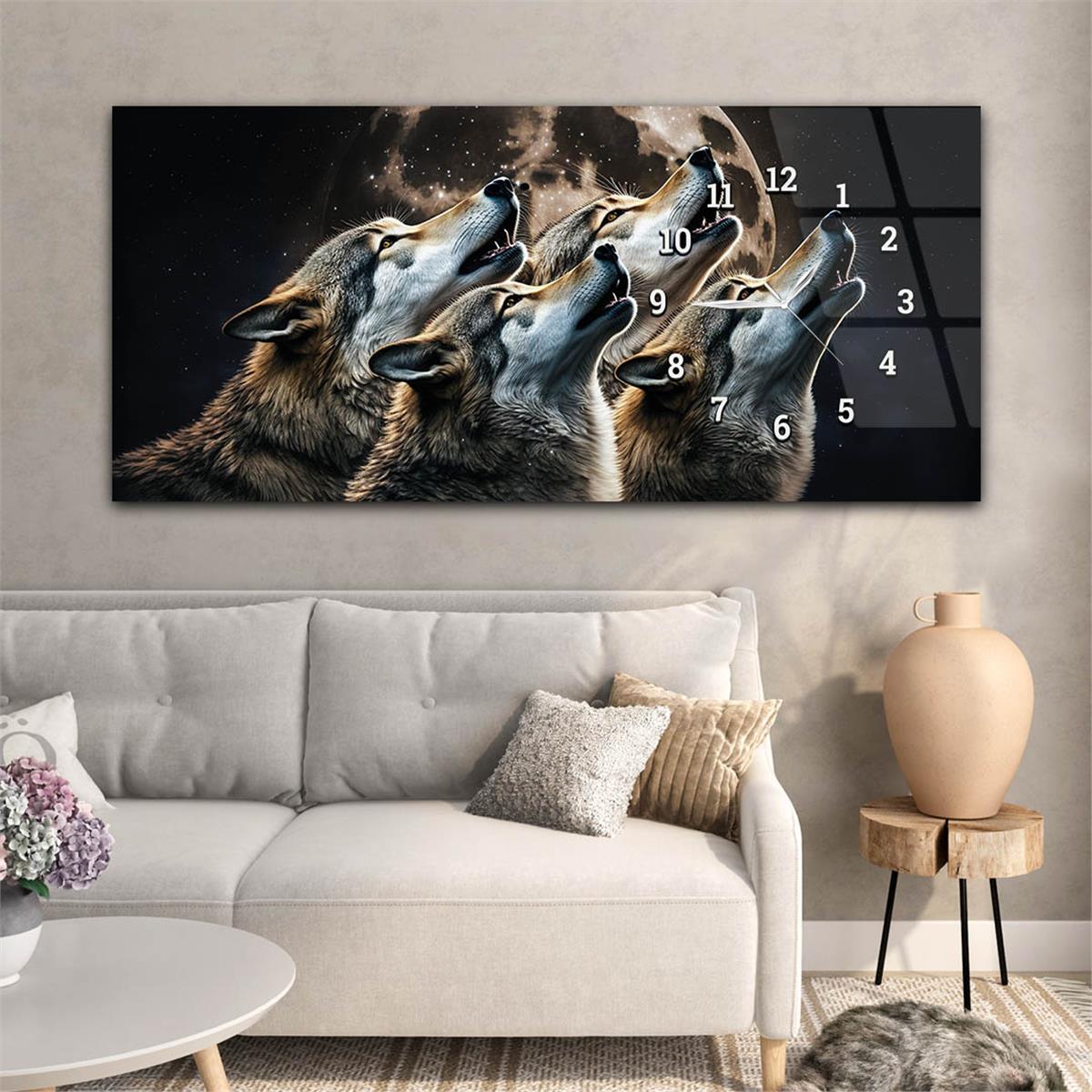 Side-Clock, Art And Nature-Themed Horizontal Glass Wall Painting 023