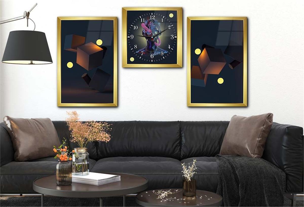 Gehard Glasschilderij Set aan de Kunst Thema Met Klok