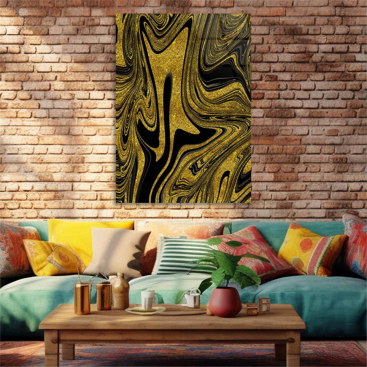 Dikey Sanat Temalı Cam Tablo 418