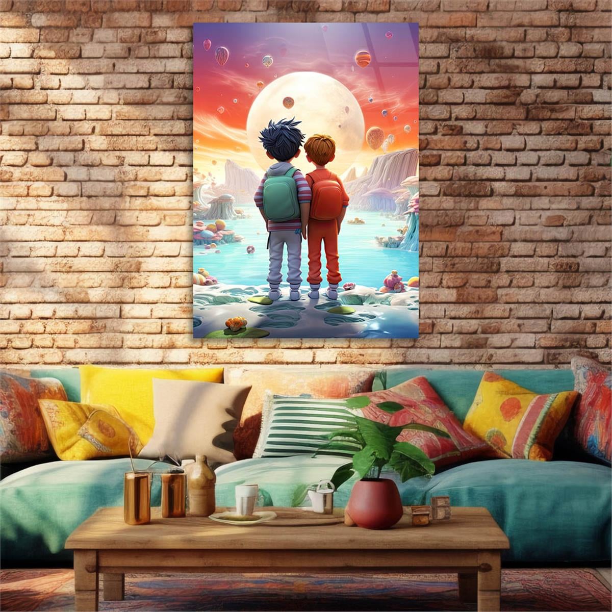 Dikey Sanat Temalı Cam Tablo 538