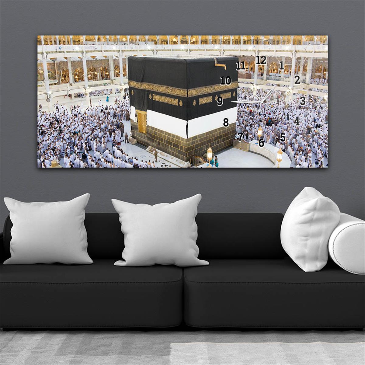 Kaaba Horizontaal, Aan De Zijkant Voorzien Van Een Klok, Religieus Thema Gehard Glasschilderij 067