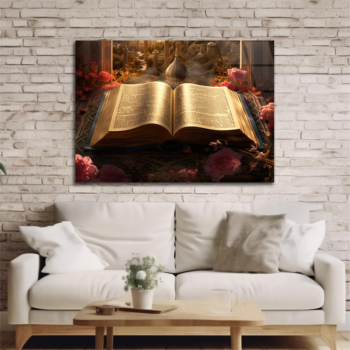 Yatay Dini Temalı Cam Tablo 217