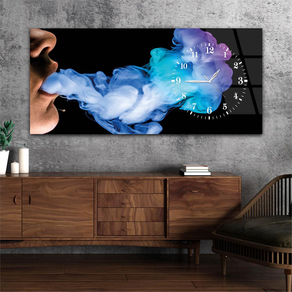 Side-Clock, Art And Nature-Themed Horizontal Glass Wall Painting 024