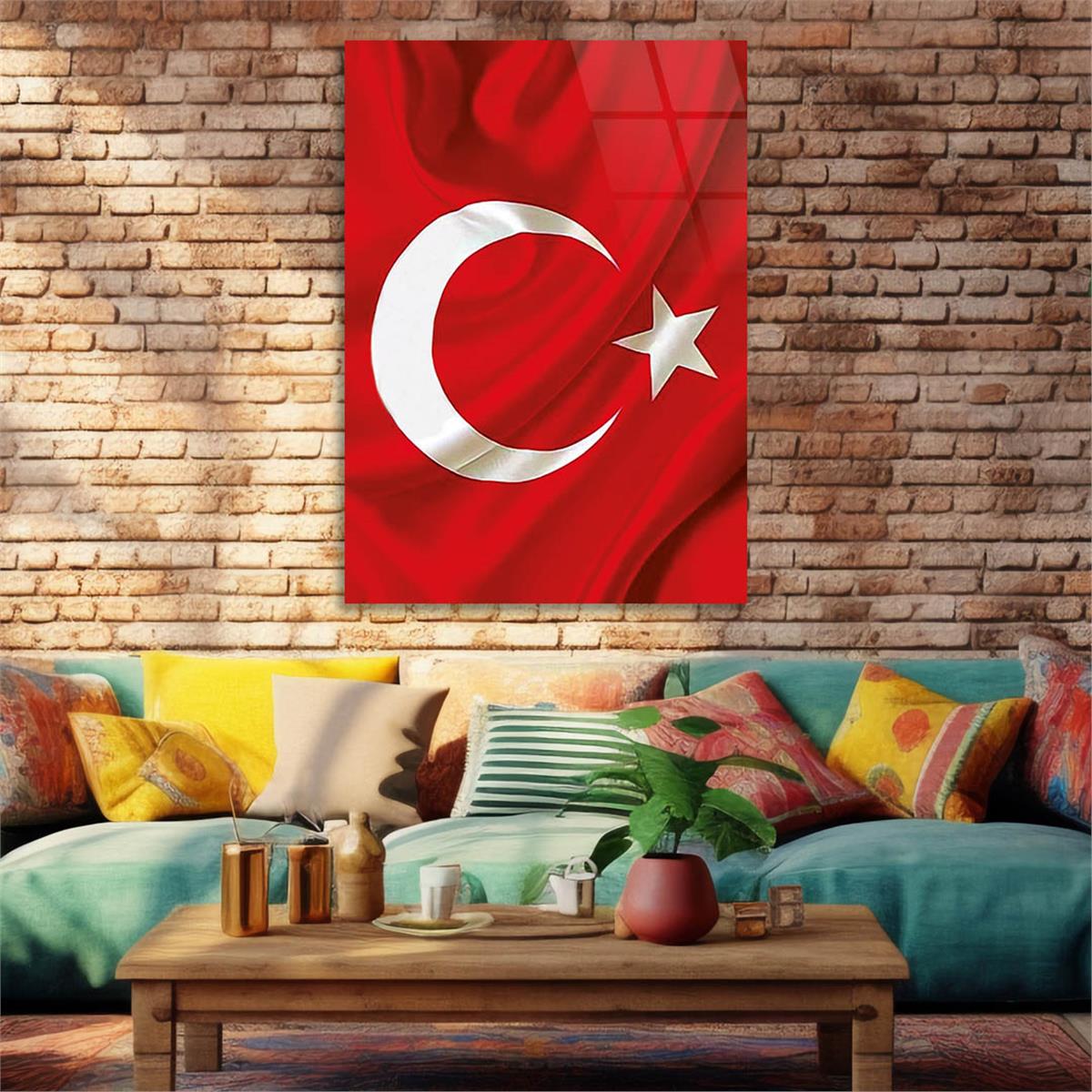 Turkish Flag Glass Wall Art