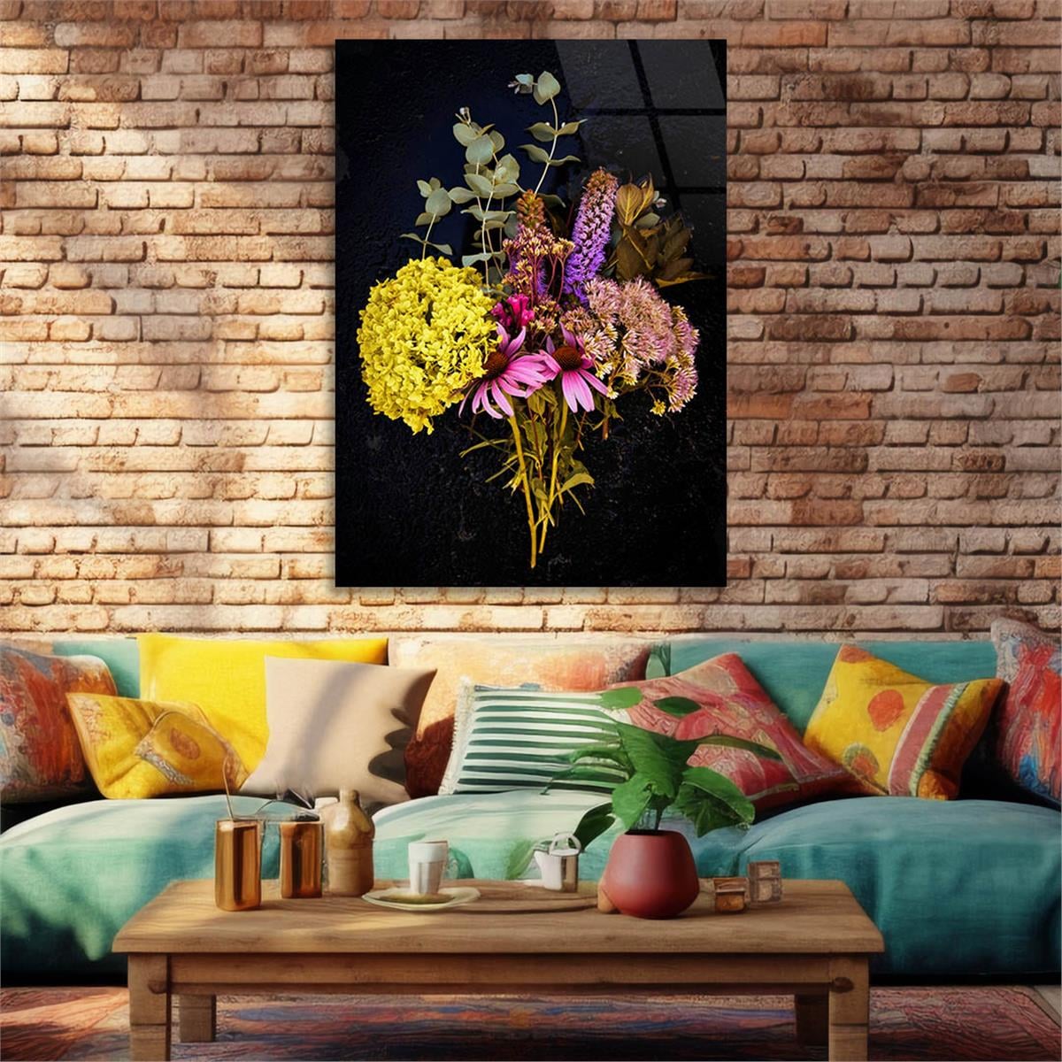 Dikey Sanat Temalı Cam Tablo 510