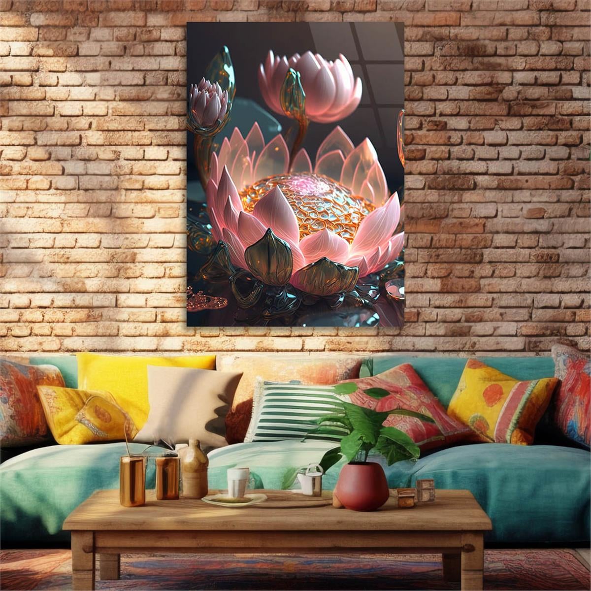 Dikey Sanat Temalı Cam Tablo 450