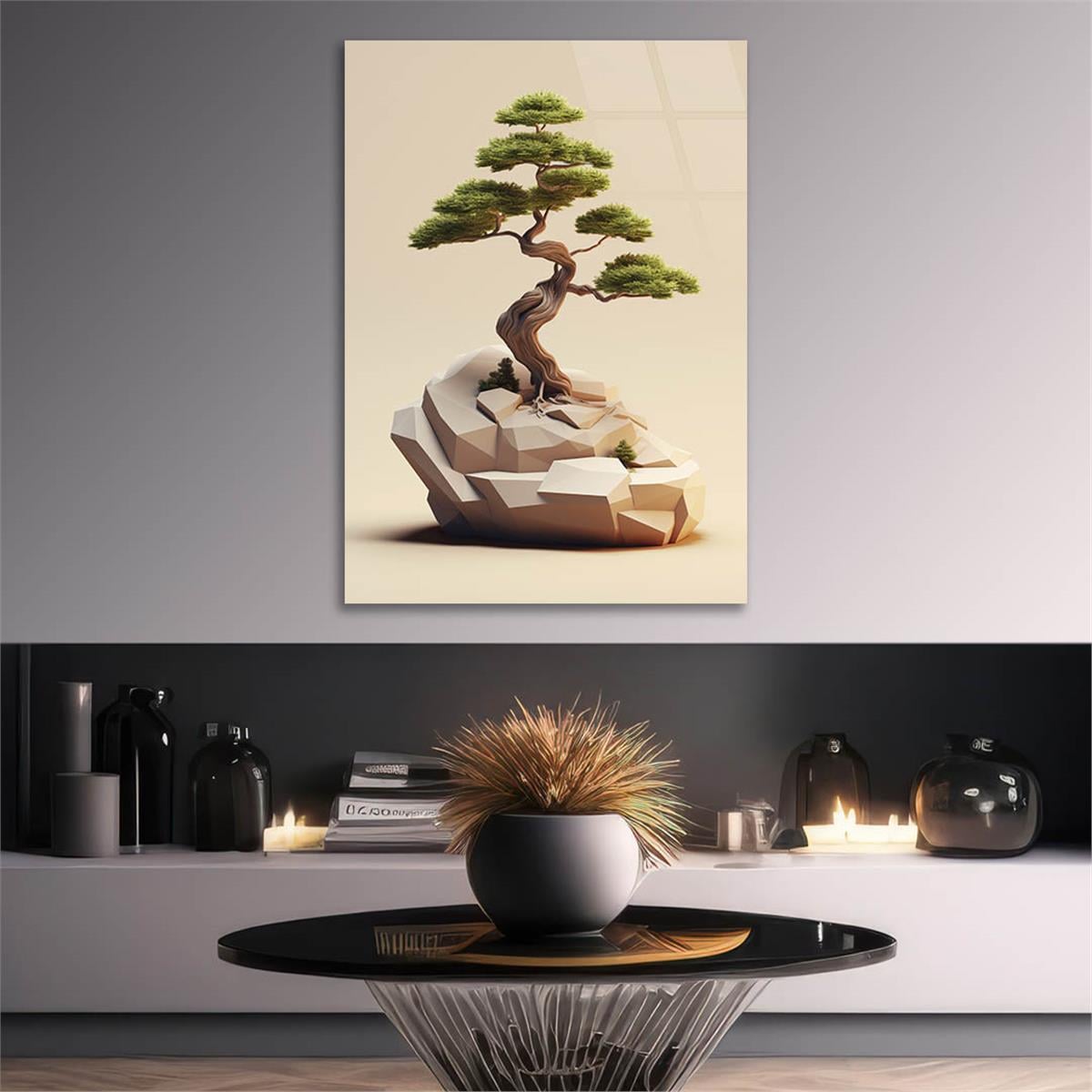 Dikey Doğa Temalı Cam Tablo 394