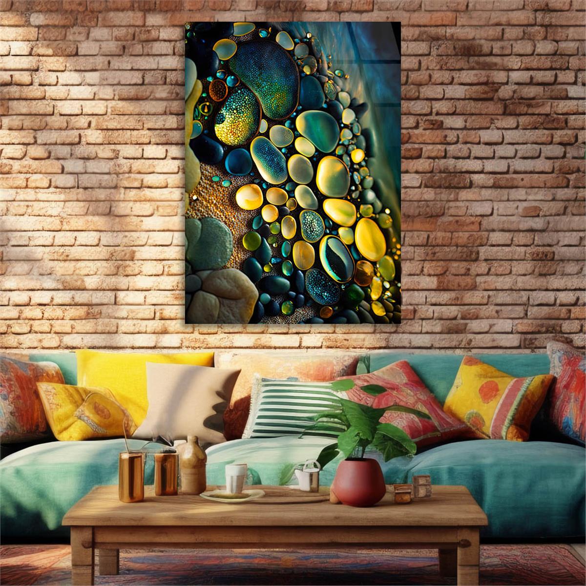 Dikey Sanat Temalı Cam Tablo 470