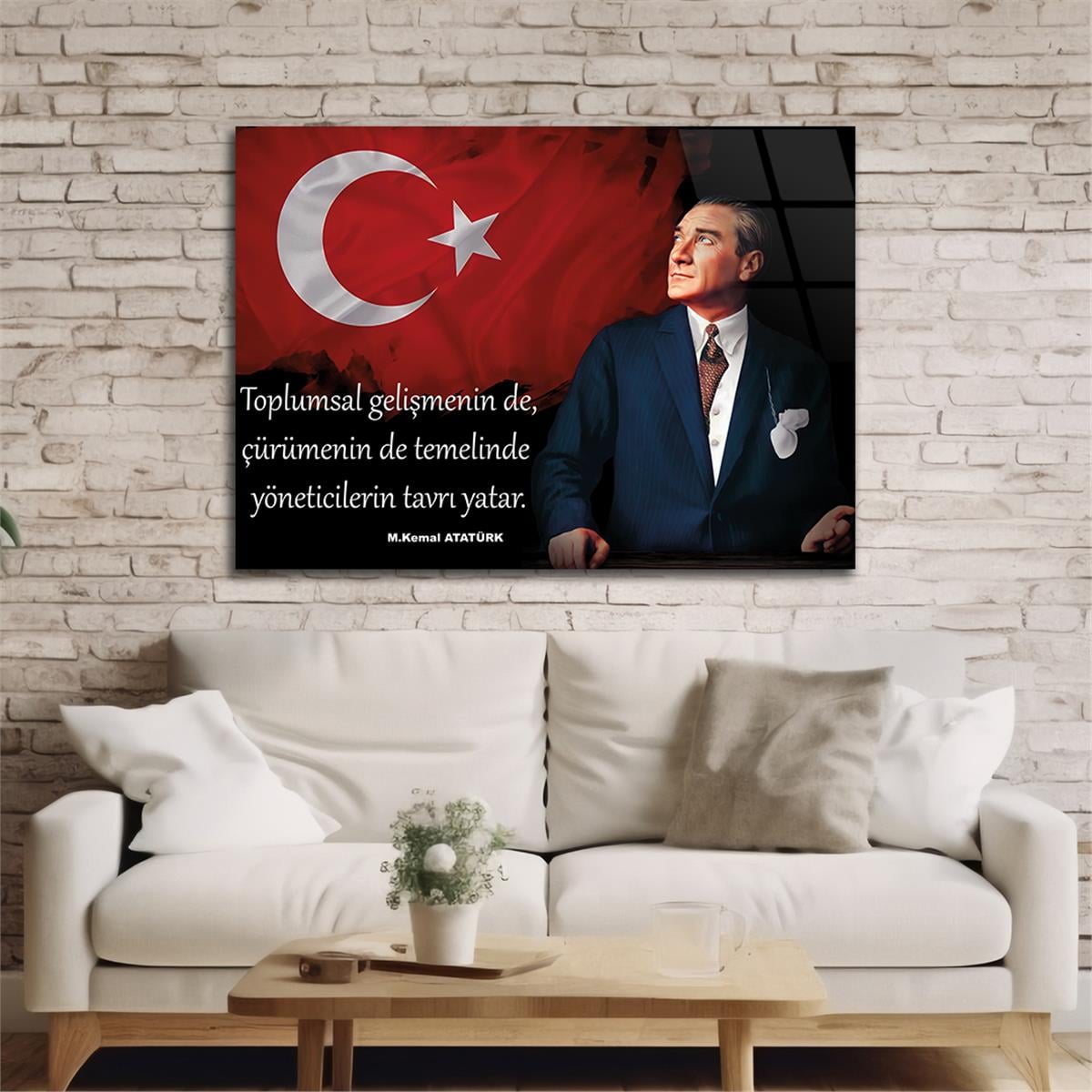 Yatay VatanTemalı Cam Tablo 106